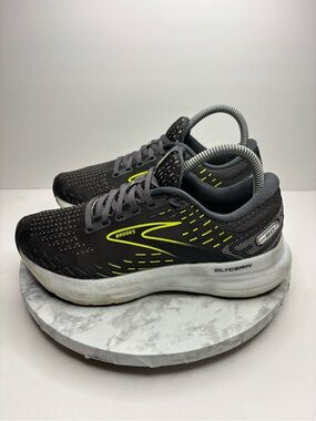 Size 7.5- Brooks Glycerin 20 Running Shoes Lace Up Low Top Gray Yellow White